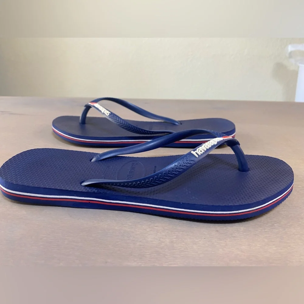 Havaianas‎ women’s USA logo flip flop sandals, slim, navy size 9/10 - Picture 5 of 10